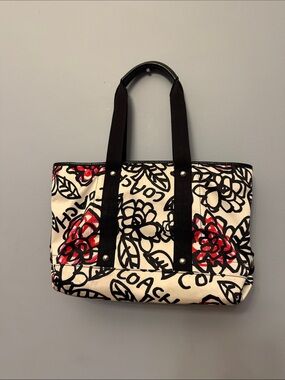 Coach Poppy Daisy floral graffiti tote